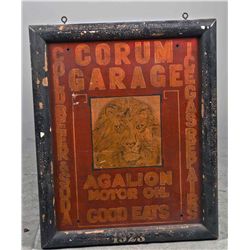Wood Self Framed Corum Garage Hanging Trade Sign.