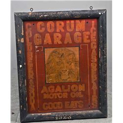 Wood Self Framed Corum Garage Hanging Trade Sign.