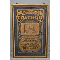 Wood Self Framed Coachoil New York Trade Sign.