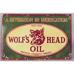 Wolf's Head Oil Porcelain Advertising Sign