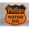 Image 1 : Large Phillips Motor Oil Porcelain Shield Sign.