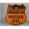Image 2 : Large Phillips Motor Oil Porcelain Shield Sign.