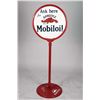 Image 1 : Round Mobilgas Porcelain Sign On Base