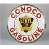Image 1 : Conoco Gasoline Double-Sided Round Porcelain Sign