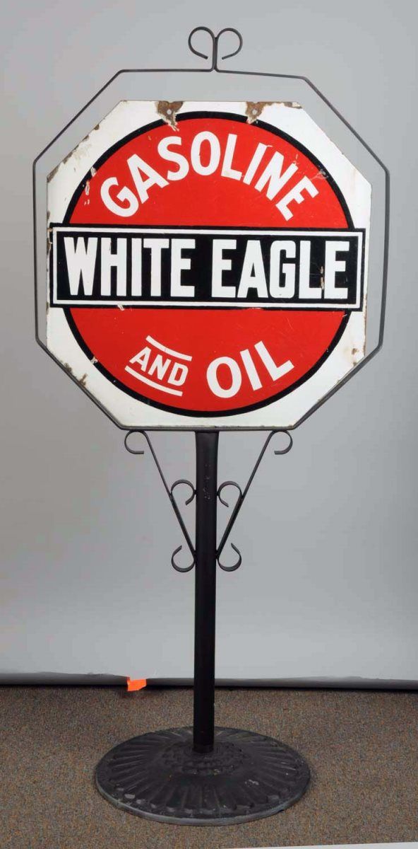 White Eagle Gasoline & Oil 2-Sided Porcelain Sign
