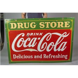 Large Coca Cola Drug Store Porcelain Sign