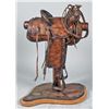 Image 1 : Leather Look Copper Saddle on Stand