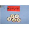 Image 1 : Set Of 5 Early Ivory Scrimshaw Numbered Chips