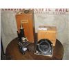 Image 1 : BAUSCH AND LOMB ROCHESTER NEW YORK MICROSCOPE WITH ORIGINAL BOX AND PROPELLER PROTRACTOR WITH