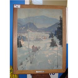 FRAMED CANADIAN PACIFIC PRINT TITLED WINTER IN THE LAURENTINS BY ARTIST ERIC RIORDON