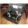 Image 2 : SINGER MODEL 221 FEATHERWEIGHT PORTABLE SEWING MACHINE COMPLETE WITH BOX AND ACCESSORIES - BLACK