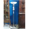 Image 1 : CHROME AND ART GLASS TORCHER FLOOR LAMP