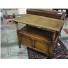 Image 2 : EARLY 1900S OAK BARLEY TWIST BENCH SEAT WITH UNDERSEAT STORAGE CONVERTS TO SIDE TABLE