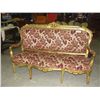 Image 1 : HEAVILY CARVED MAHOGANY GOLD PAINTED WITH FLORAL UPHOLSTERY ANTIQUE STYLE SOFA