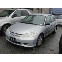 2005 HONDA CIVIC 4DRSN VIN# 2HGES153X5H005543