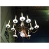 Image 1 : HANGING MILK GLASS  AND BRASS CHANDELIER
