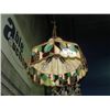 Image 1 : LEADED STAINED GLASS HANGING LIGHT FIXTURE
