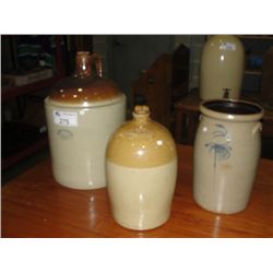 GROUP OF 3 EARLY 1900S STONEWARE COLLECTORS CROCKS; MADELTA, HASSALL AND FOULKES ETC