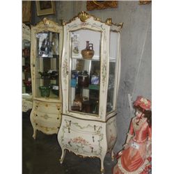 FRENCH STYLE GLASS FRONT CURIO CABINET