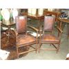 Image 1 : PAIR OF BROWN LEATHER UPHOLSTERED ARM CHAIRS