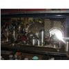 Image 2 : SHELF LOT OF ASSORTED SILVER PLATE; TEAPOTS, PLATTERS, CANDLE HOLDERS, ETC