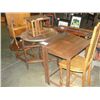Image 2 : GROUP LOT OF 6PCS OF ANTIQUE FURNITURE; FOLDING SCHOOL STUDENTS DESK, DROP SIDE OAK END TABLE,