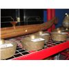 Image 2 : LARGE HAND CARVED ORIENTAL STYLE MODEL SHIP WITH 8 BRASS CAPS