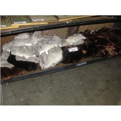 SHELF LOT OF ASSORTED FUR COATS, SHAWLS, AND MISC FUR ITEMS