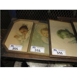 SHELF LOT OF 6 FRAMED BABY PRINTS