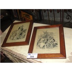 PAIR OF OAK FRAMED CRUSADERS PRINTS