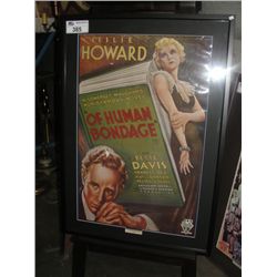 FRAMED NOSTALGIC MOVIE POSTER TITLED OF HUMAN BONDAGE WITH BETTY DAVIS