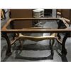 Image 1 : 2 TABLE BASES; HEAVILY CARVED MAHOGANY DINING TABLE BASE AND GILDED COFFEE TABLE BASE