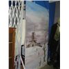 Image 1 : APPROX 4'X7' ORIGINAL PAINTING ON BOARD, SIGNED E N KNIGHT - DUTCH WINDMILL ON FROZEN LAKE