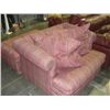 Image 2 : 2PC BURGANDY LEATHER SOFA AND LOVESEAT SET AND A LARGE OVER STUFFED UPHOLSTERED LIVING ROOM ARM