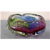 Image 2 : Heavy Hand Blown Art Glass Multi Color Bowl (3" high, 7" diameter)