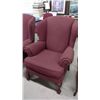 Image 1 : Burgundy Upholstered Wing Back Chair