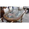 Image 2 : Exquisite Carved Solid Teak Dining Suite Including Glass Top Table, 6 Chairs and China Cabinet With 