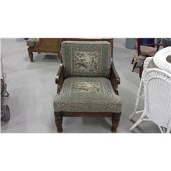 Large Unique Wicker Armchair With Leopard Scene Upholstery