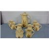 Image 1 : Pottery Coffee Set Including Coffee Pot, Cream and Sugar and 6 Mugs