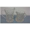 Image 1 : 2 Vintage Pressed Glass Jugs (4" and 5" high)