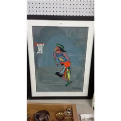 Alan Syliboy Original Framed Acrylic Sports Artwork Mustangs Basketball Scene