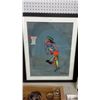 Image 1 : Alan Syliboy Original Framed Acrylic Sports Artwork Mustangs Basketball Scene