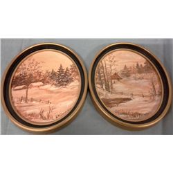 2 Oval Shape Duck Paintings (Painted in 1983 when Mrs. Ettinger was 98 years)