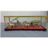 Image 1 : Horse and Carriage Figurines in Display Case (4" high, 10" long and 4.5" wide)