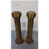 Image 1 : Pair of Heavy Solid Brass Candle Holders (9.5" high)