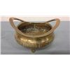 Image 1 : Heavy Solid Brass Asian Motif Bowl (2.5" high, 4" wide)