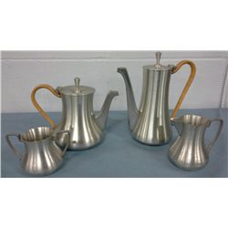 Heavy Pewter Coffee Pot, Teapot, Cream & Sugar (Coffee 9" high, Tea 6.5" high)