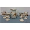 Image 1 : Signed Pottery Wine Jug and 4 Goblets