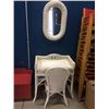 Image 1 : White Wicker Vanity Table With Mirror and Chair