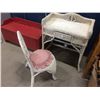 Image 3 : White Wicker Vanity Table With Mirror and Chair